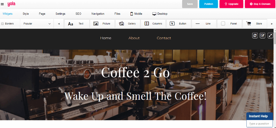 A look inside the main website editor where you create and edit your site